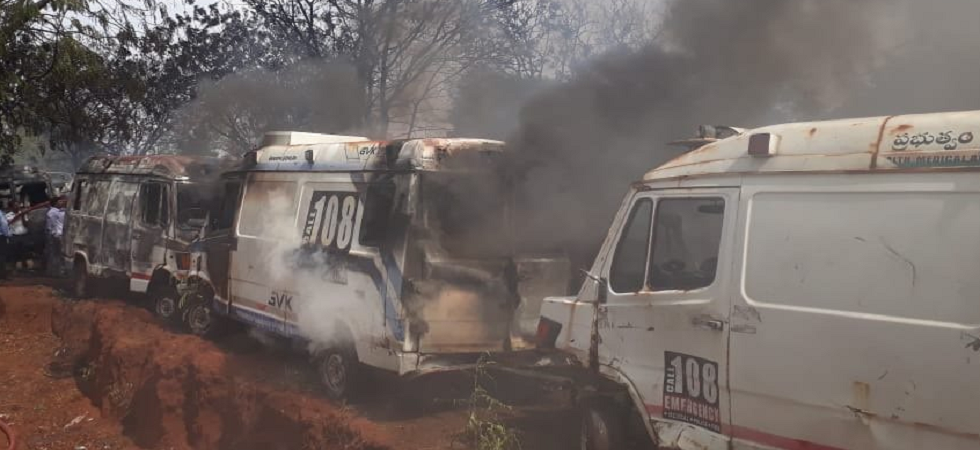 50 Government Ambulances Gutted In Fire At Gvk Emri Parking Lot In
